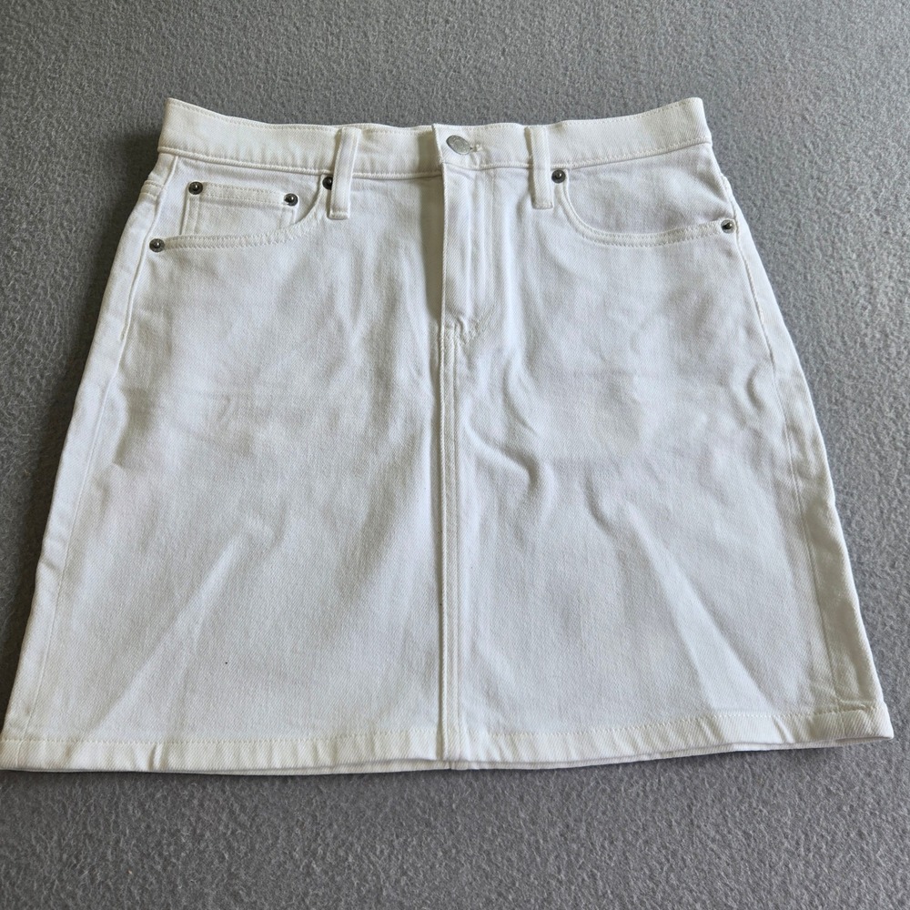 J.Crew Denim Mini Skirt Women 0 White BZ892 Stretch Five Pocket Cotton Blend